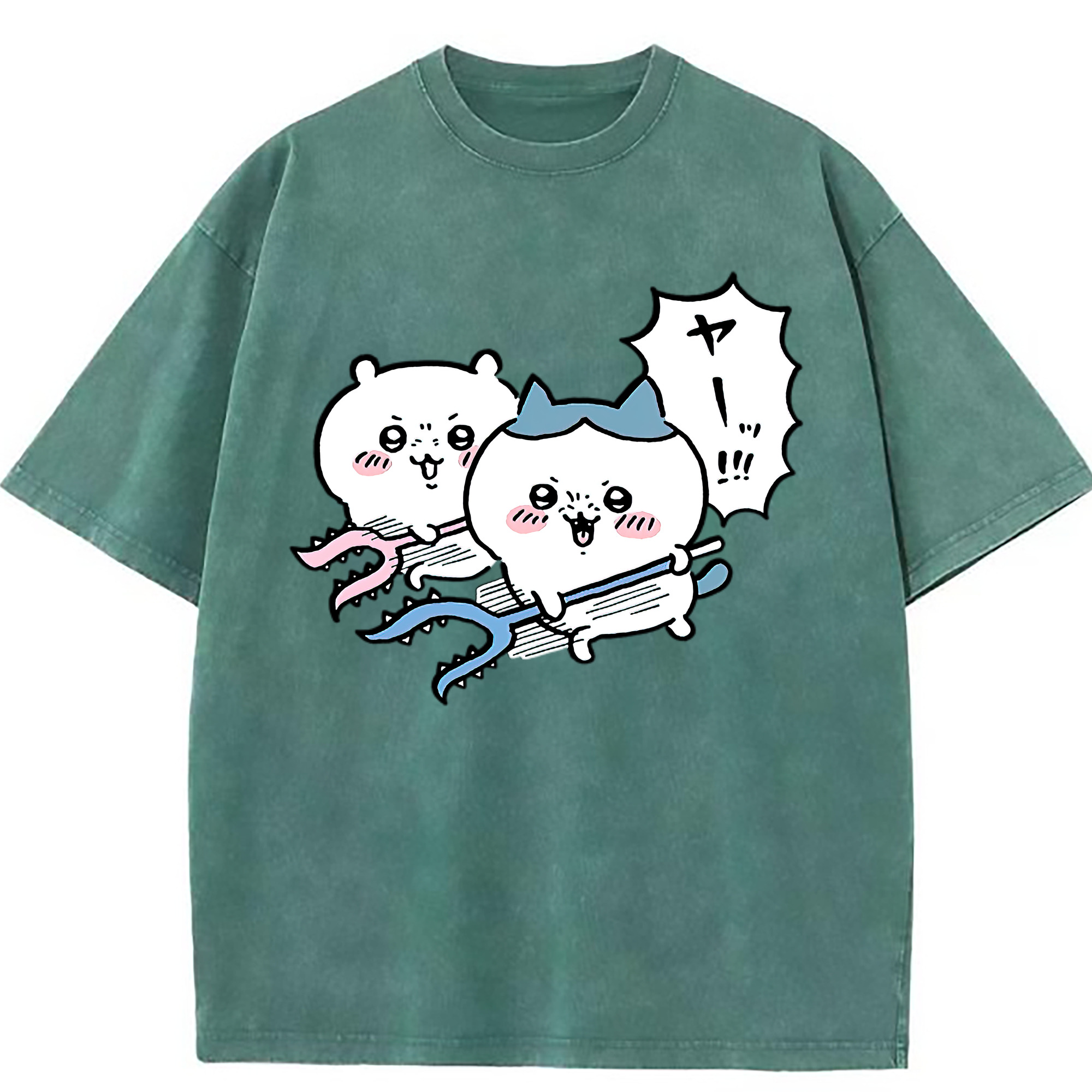 （画像用） ちいかわ ハチワレ Chii-kawa hachiware 綿100% ヴィンテージ風 半袖Tシャツ（フロントプリント）